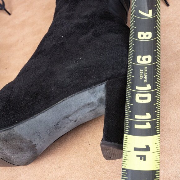 Thierry Raboutin Women Black Suede Back Lace Mid Calf Zip Boots sz 6.5US EUR37.5 - Picture 6 of 8